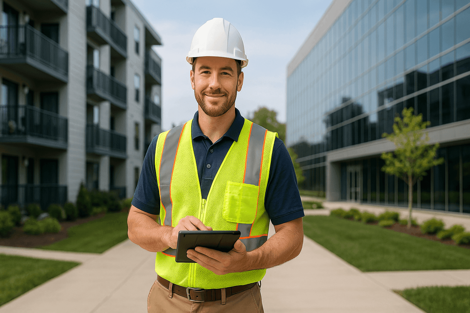 Property manager overseeing both an apartment building and office complex